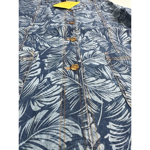 Denim & Co. Women’s Small Leaf Print Shirt Jacket Button Up Vintage New - Picture 5 of 8
